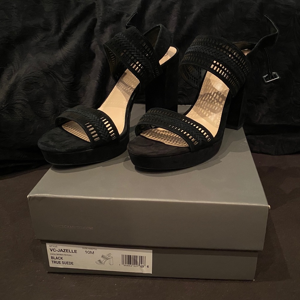 Black Suede Vince Camuto Heels